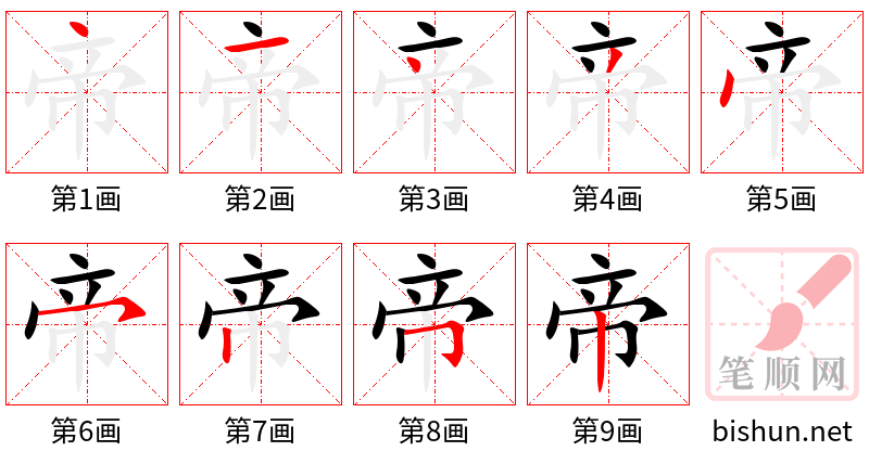 帝 笔顺规范