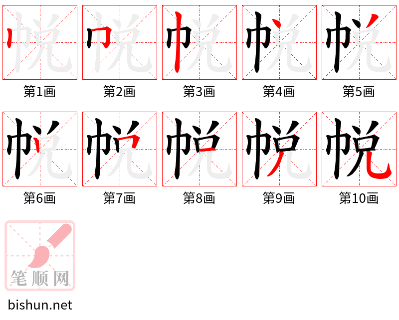 帨 笔顺规范