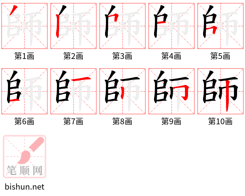 師 笔顺规范