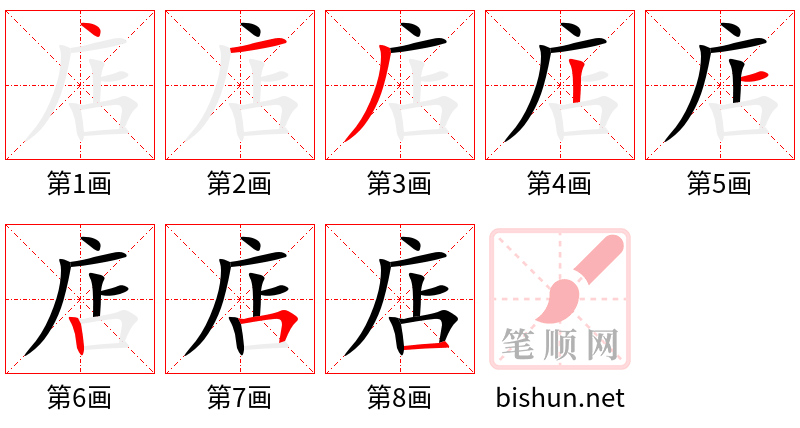 店 笔顺规范