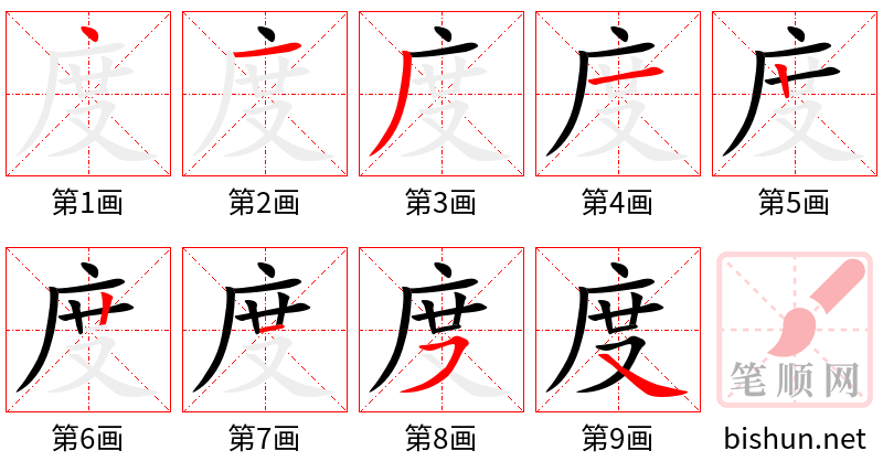 度 笔顺规范