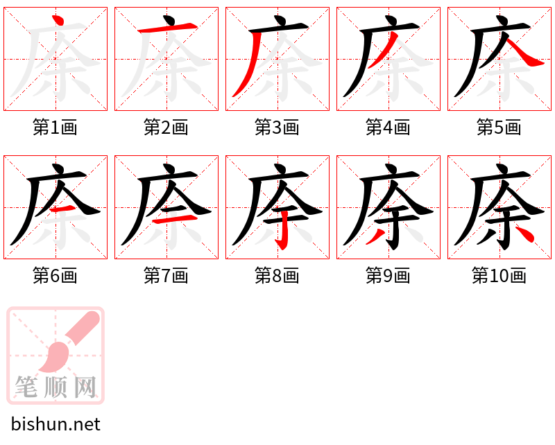 庩 笔顺规范