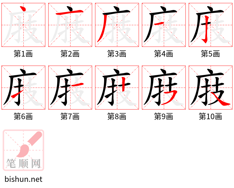 庪 笔顺规范