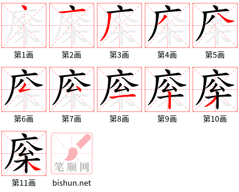 庺 笔顺规范