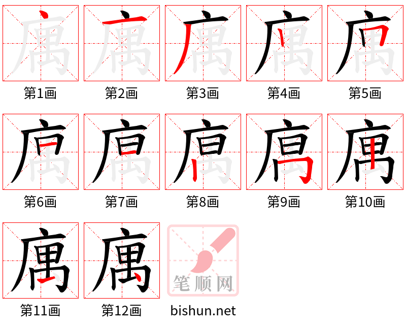 庽 笔顺规范