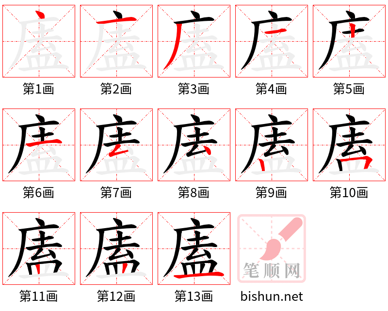 廅 笔顺规范