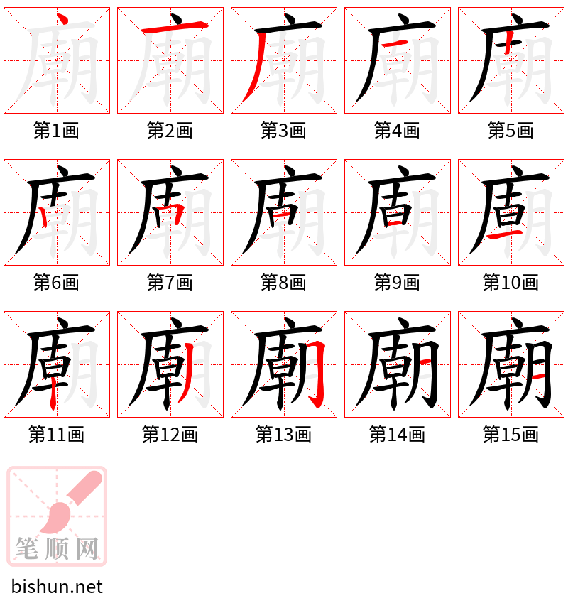 廟 笔顺规范