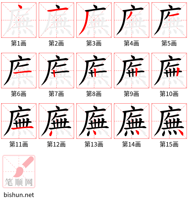 廡 笔顺规范