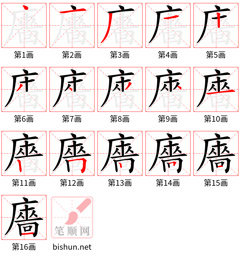 廧 笔顺规范