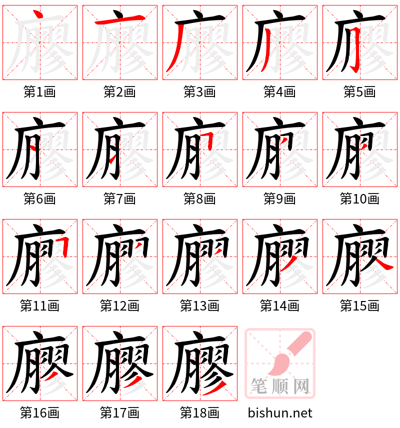 廫 笔顺规范