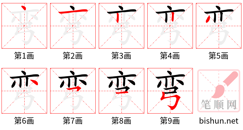 弯 笔顺规范