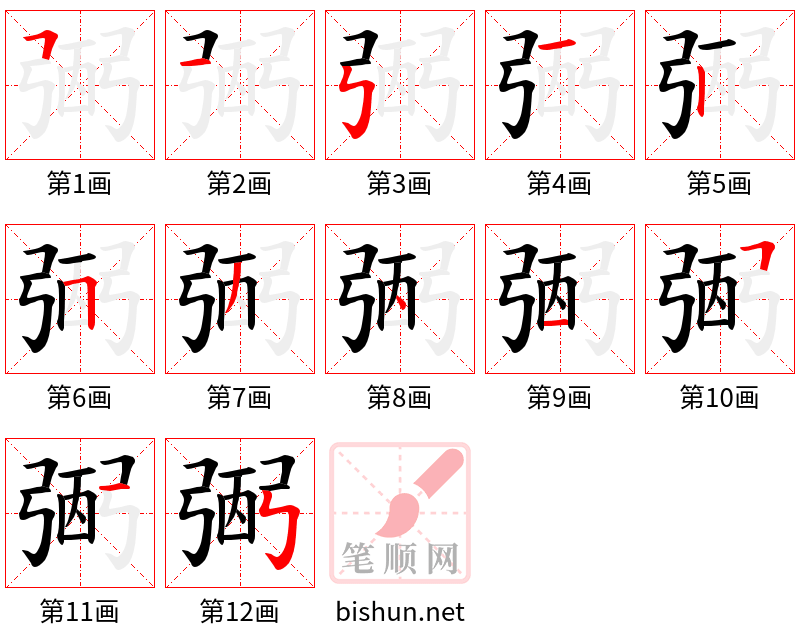 弻 笔顺规范