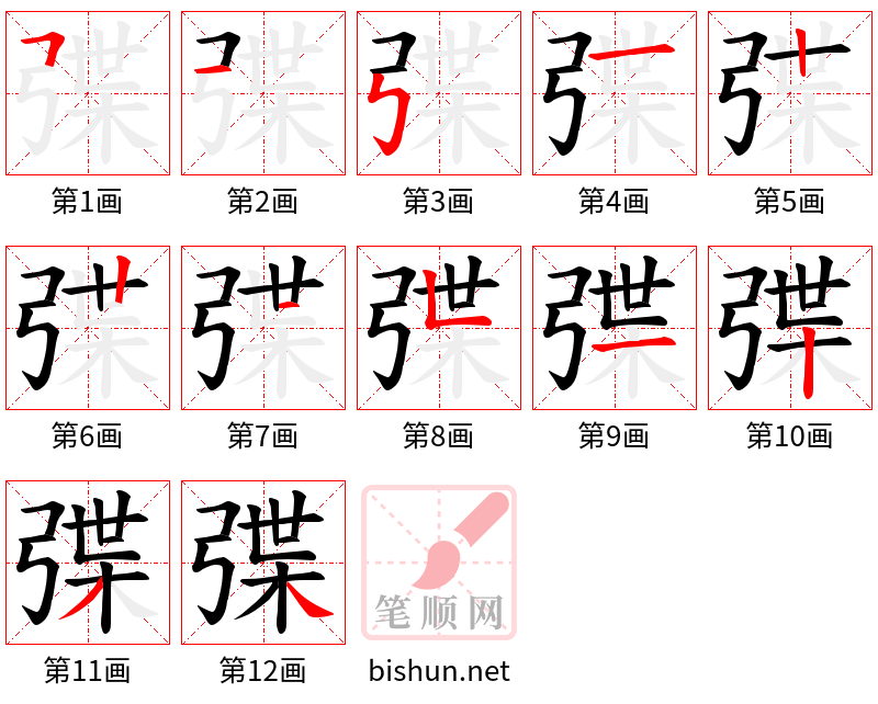 弽 笔顺规范