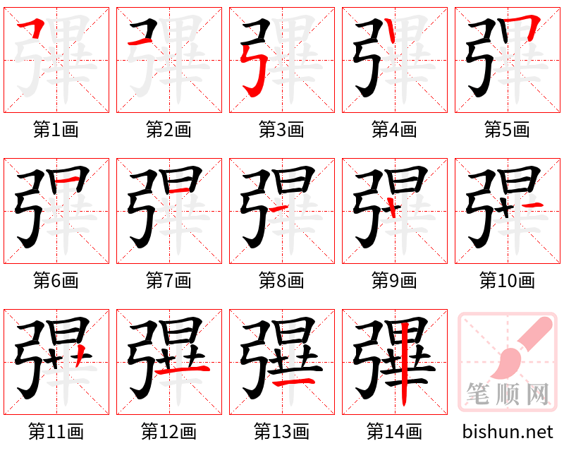 彃 笔顺规范