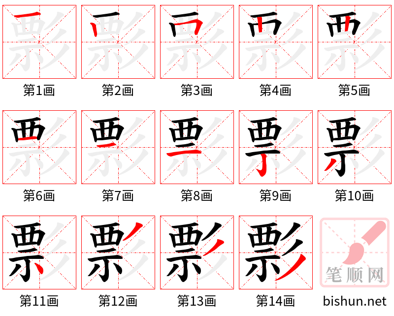 彯 笔顺规范