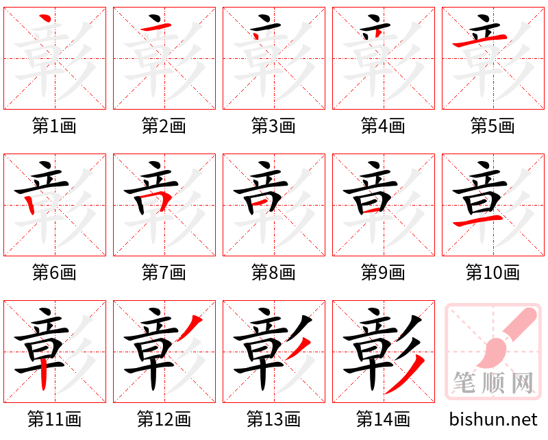 彰 笔顺规范