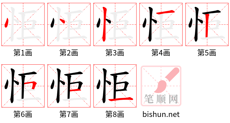 怇 笔顺规范