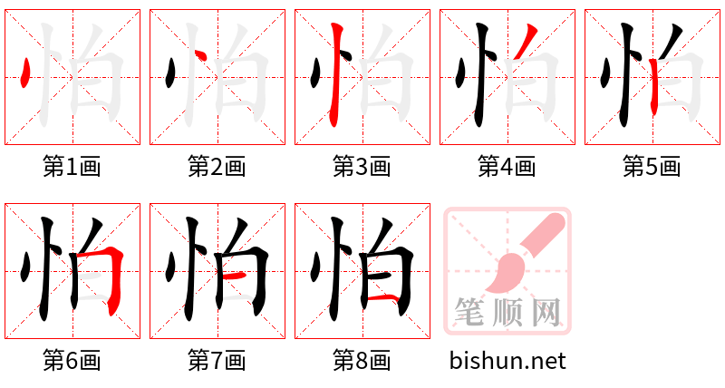 怕 笔顺规范