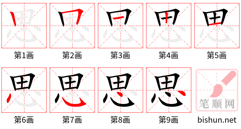 思 笔顺规范