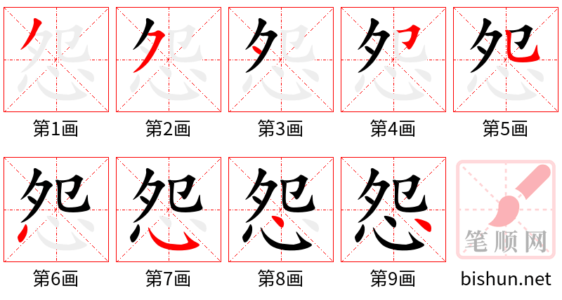 怨 笔顺规范