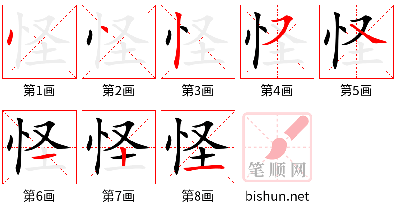 怪 笔顺规范