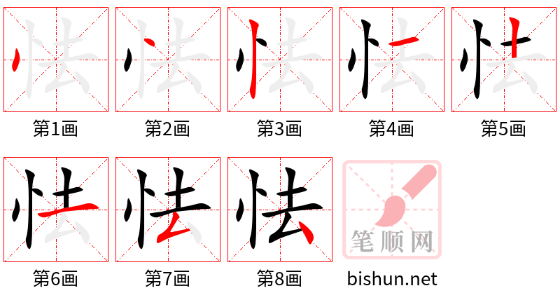 怯 笔顺规范