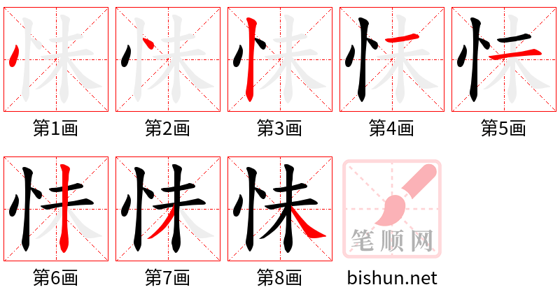 怽 笔顺规范