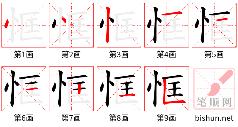 恇 笔顺规范