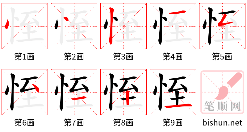 恎 笔顺规范