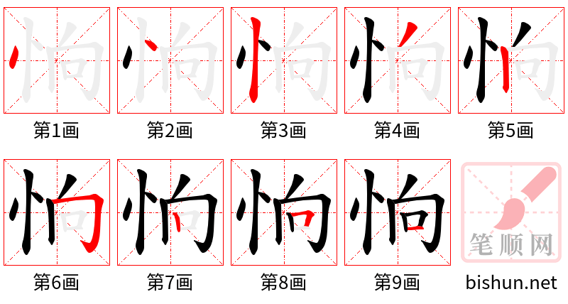 恦 笔顺规范