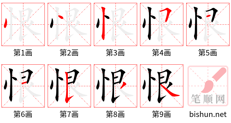 恨 笔顺规范