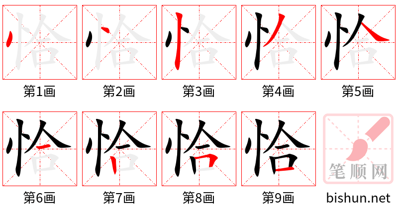 恰 笔顺规范