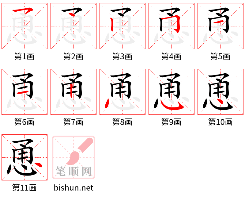 恿 笔顺规范