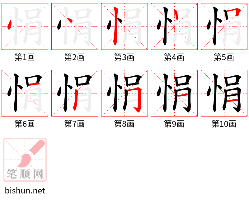 悁 笔顺规范