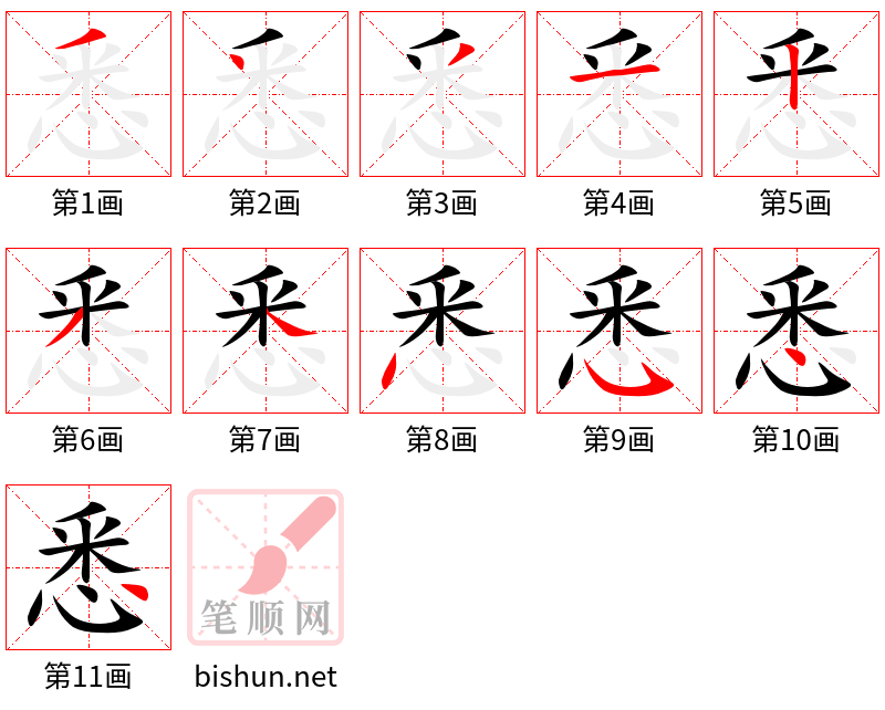 悉 笔顺规范