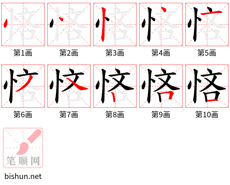 悋 笔顺规范