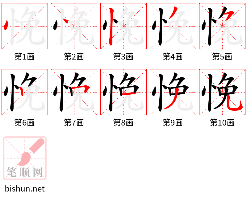 悗 笔顺规范