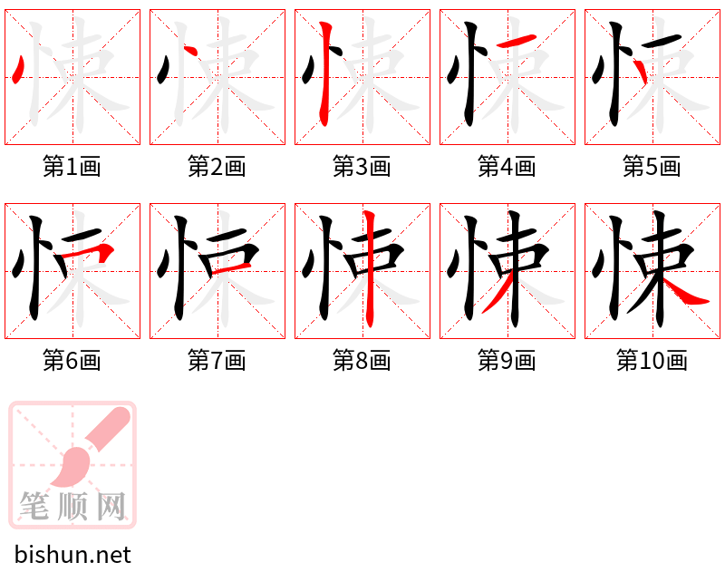 悚 笔顺规范