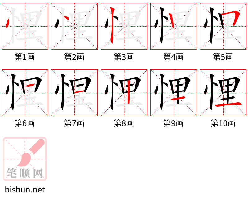 悝 笔顺规范