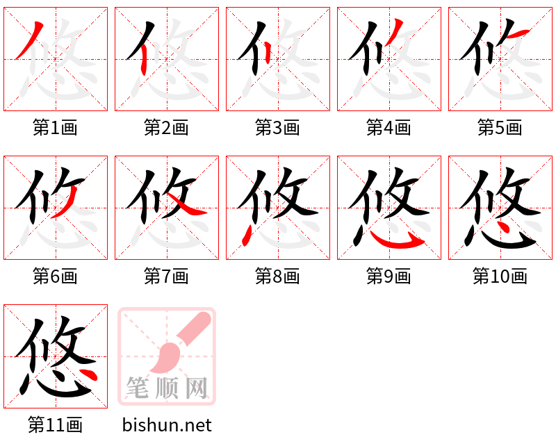 悠 笔顺规范