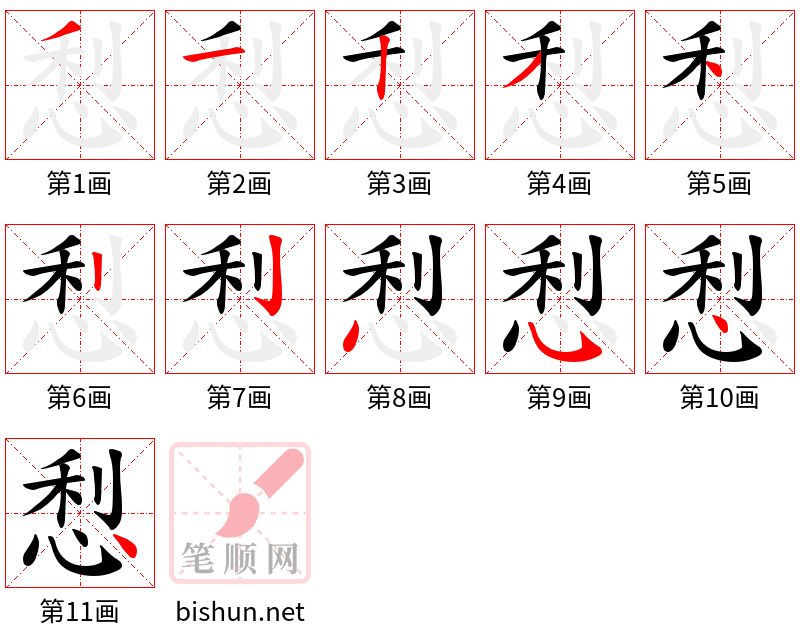 悡 笔顺规范