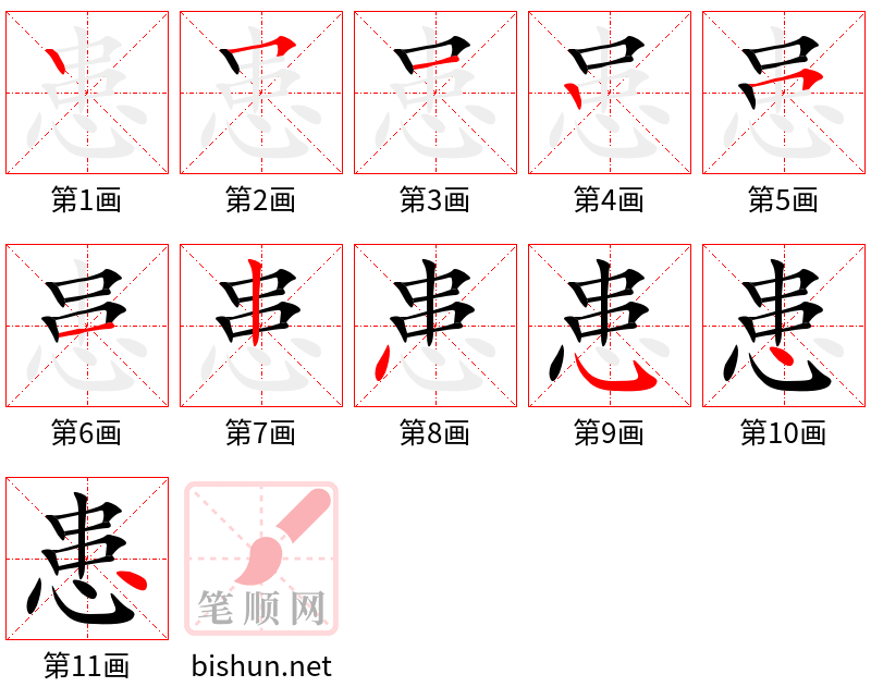 患 笔顺规范