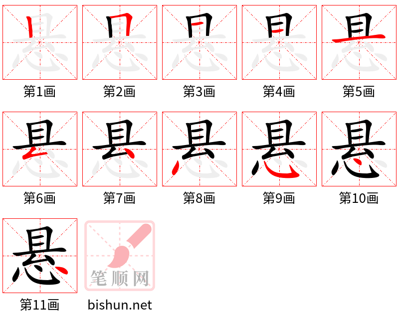 悬 笔顺规范