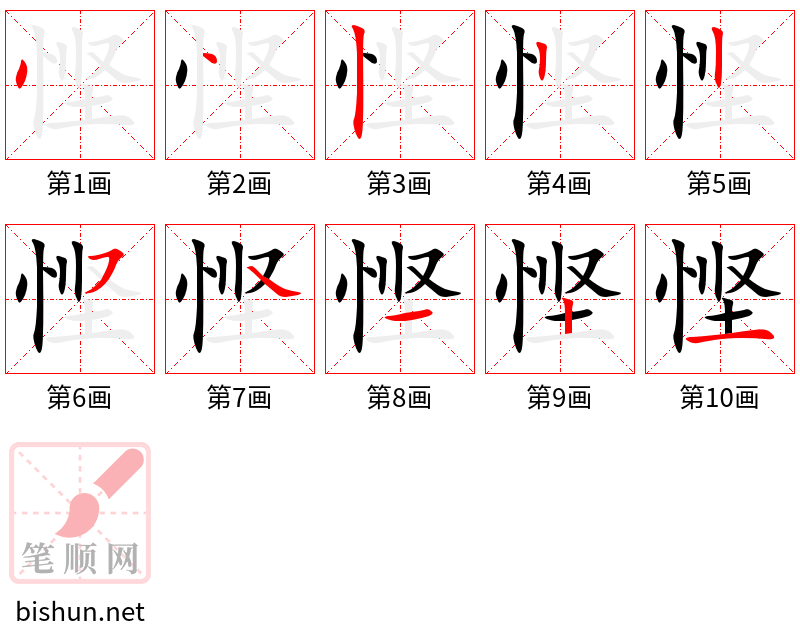 悭 笔顺规范