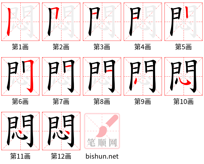 悶 笔顺规范