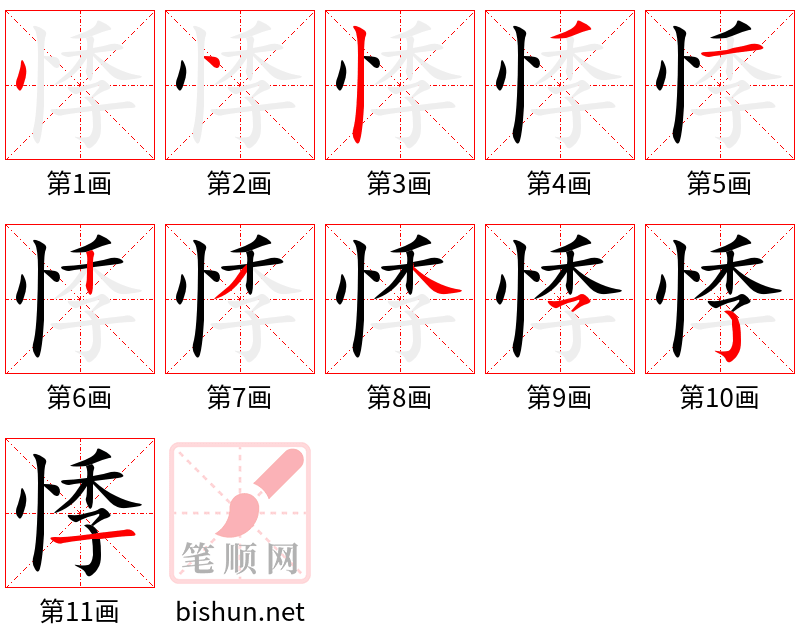 悸 笔顺规范