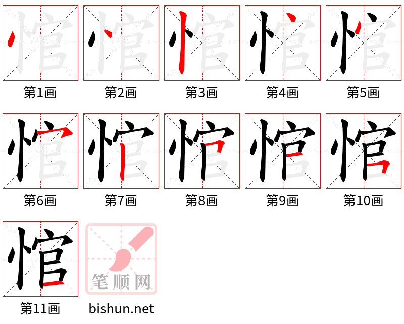 悺 笔顺规范