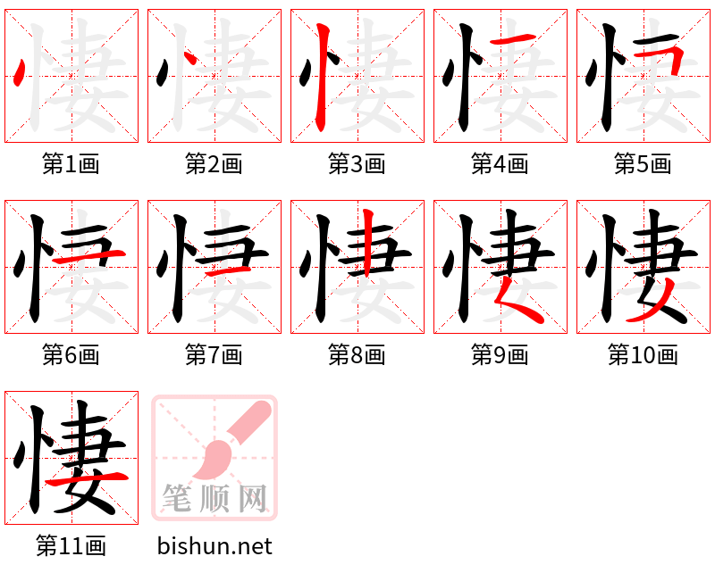 悽 笔顺规范