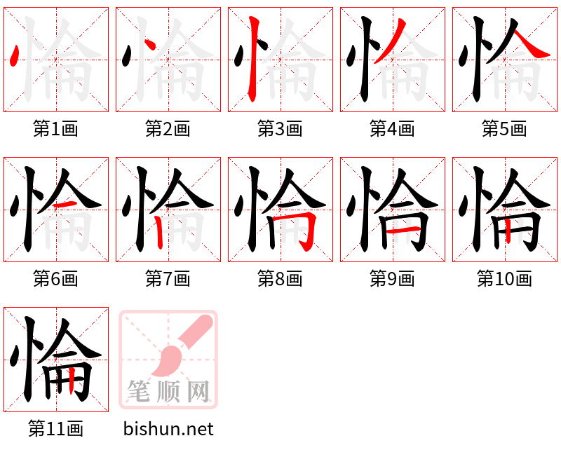 惀 笔顺规范