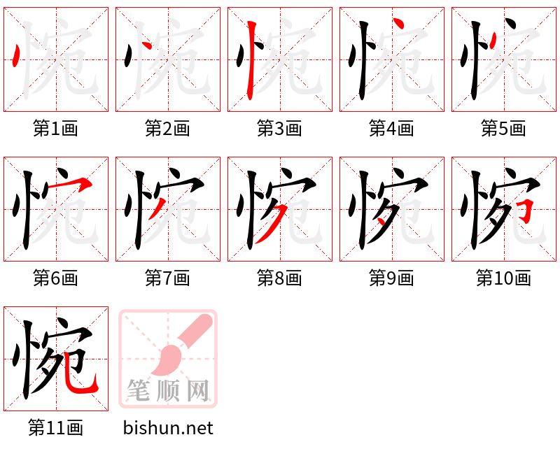 惋 笔顺规范